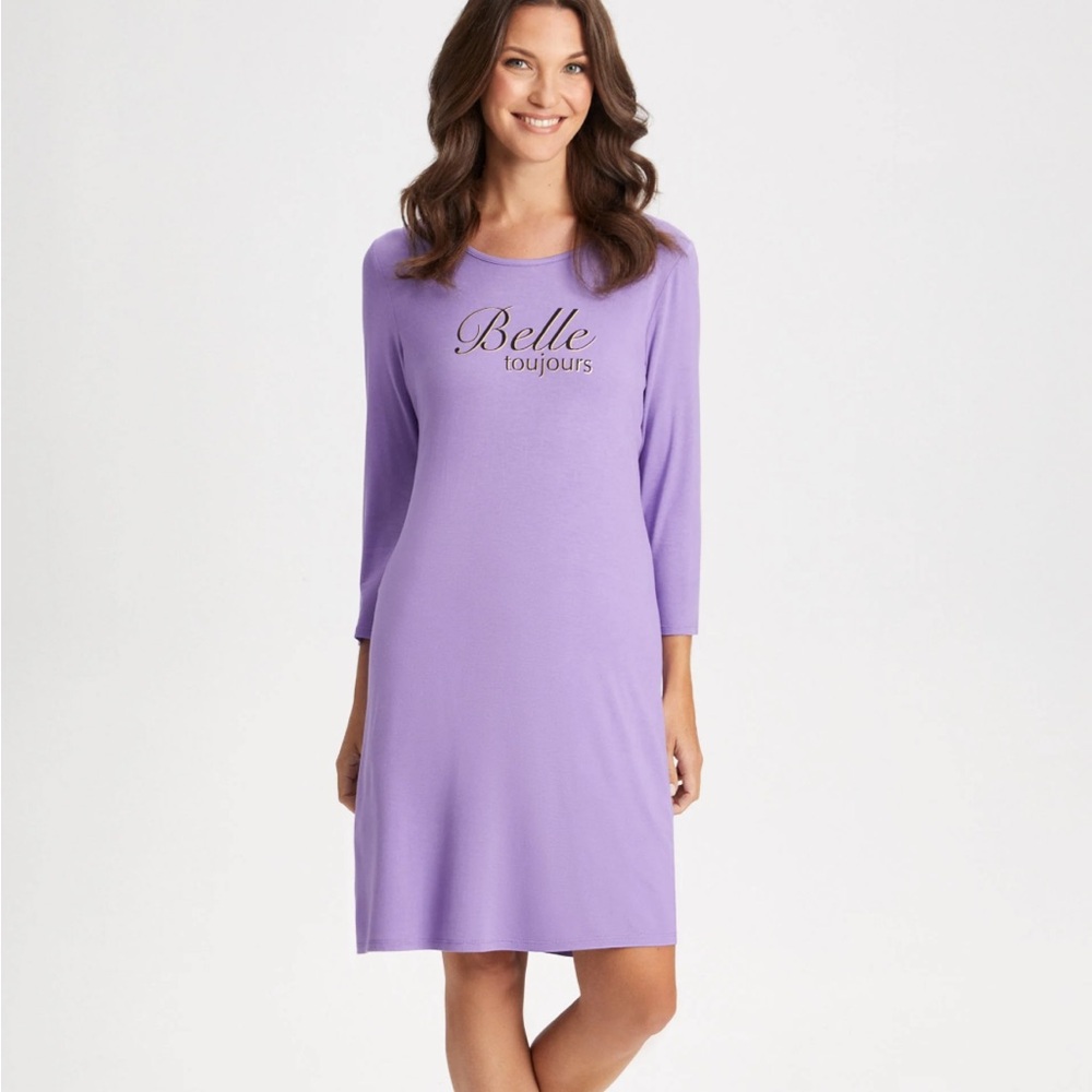 Laura Slogan Print Nightshirt Nightdress Pajamas Purple